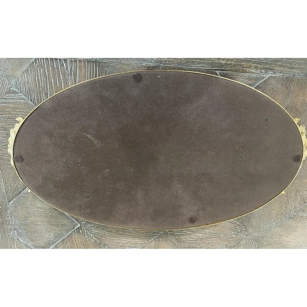 Vtg Stylebuilt Gold Ormolu Vanity Mirror Oval Tray Rose Handle Hollywood Regency